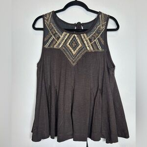 Urban Outfitters Black and Gold Embellished Tank Top. Size Large. #festival